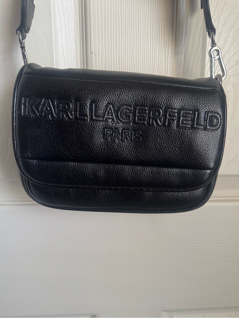 Karl Lagerfeld Pairs Voyage Quilted Flap Crossbody Bag and Small Quilted Pouch